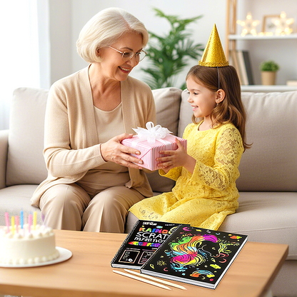 RegnbågsKonst™ | Regnbågens magiska skrappapper med träpen