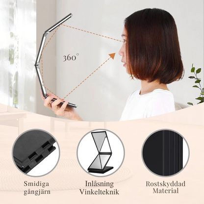 💥360° FÄLLBAR SPEGEL FÖR SJÄLVSKÄRNING OCH SMINKNING - BAKSIDA TILLGÄNGLIG