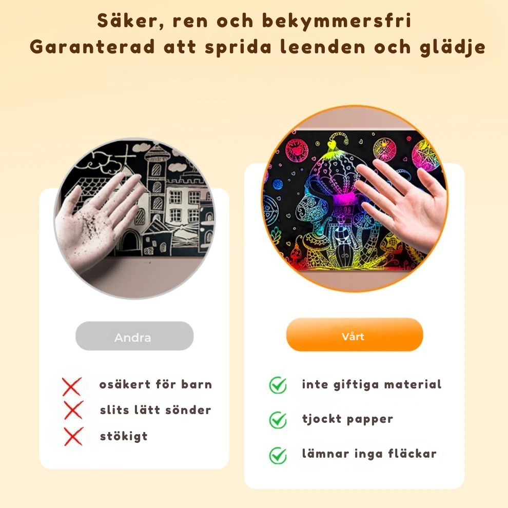 RegnbågsKonst™ | Regnbågens magiska skrappapper med träpen