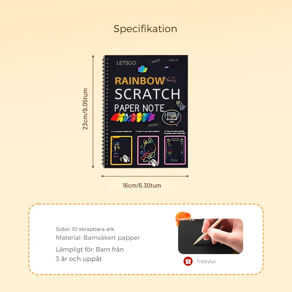 RegnbågsKonst™ | Regnbågens magiska skrappapper med träpen